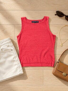✨Josephine Chaus Coral Red Sleeveless Sweater Knit Tank - M✨